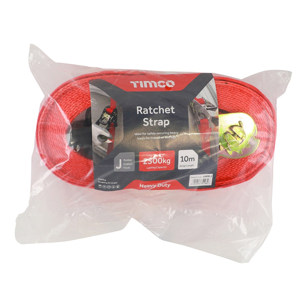 Timco 10m x 50mm Veto Ratchet Strap Heavy-duty R-Coated Hook 10RS1J