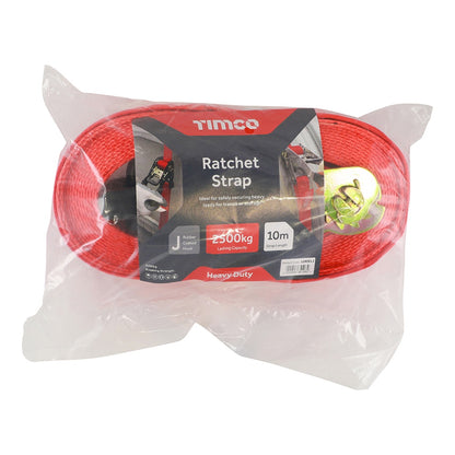 Timco 10m x 50mm Veto Ratchet Strap Heavy-duty R-Coated Hook 10RS1J