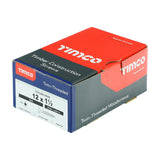 Timco 12 x 1 1/2" Twin Threaded Woodscrews Countsunk Head Zinc (200/Box) 12112CWZ