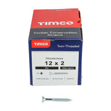 Timco 12 x 2" Twin Threaded Woodscrews Countsunk Head Zinc (200/Box) 00122CWZ