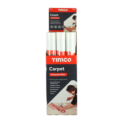 Timco 25M x 0.6M Shield Protector Film Roll For Carpet Easy Peel 25CP