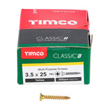 Timco 3.5 x 25mm Classic Multi-Purpose Screws Countsunk Head Yellow (200/Box) 35025CLAF