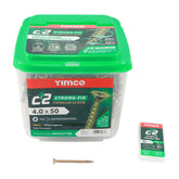 Timco 4.0 x 50mm C2 Strong-Fix - PZ - Double Countersunk - Twin-Cut - Yellow 40050C2TUB
