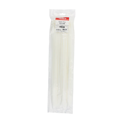 Timco 4.8 x 370mm Natural Coloured Nylon Cable Tie (100/Bag) 48370CTN