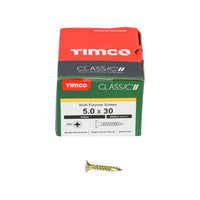 Timco 5.0 x 30mm Classic Multi-Purpose Screws Countsunk Head Yellow (200/Box) 50030CLAF