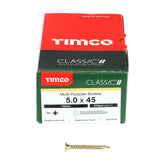 Timco 5.0 x 45mm Classic Multi-Purpose Screws Countsunk Head Yellow (200/Box) 50045CLAF