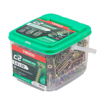 Timco 5.0 x 50mm C2 Strong-Fix - PZ - Double Countersunk - Twin-Cut - Yellow 50050C2TUB