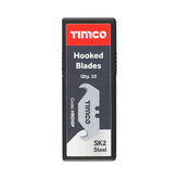 Timco 51 x 19 x 0.6mm Hooked Utility Knife Blade 2" 10 Piece HBDISP
