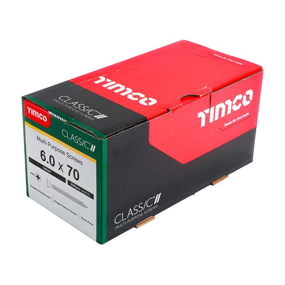 Timco 6.0 x 70mm Classic Multi-Purpose Screws Countsunk Head Yellow (200/Box) 60070CLAF