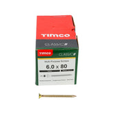 Timco 6.0 x 80mm Classic Multi-Purpose Screws Countsunk Head Yellow (200/Box) 60080CLAF