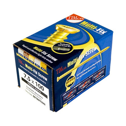 Timco 7.5 x 60mm Multi-Fix Concrete Screw ZYP (100/Box) 00060TCON