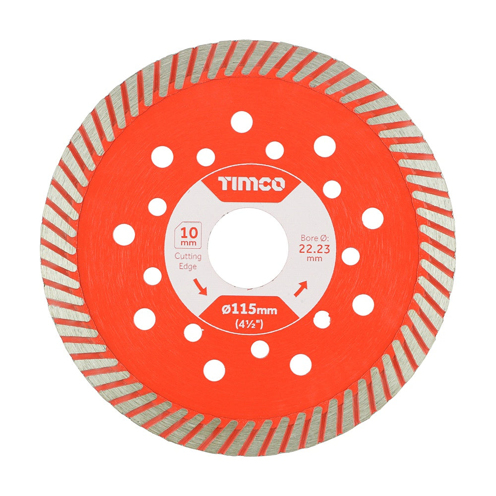 Timco 115mm Addax Multi-Material Premium Diamond Blade Turbo Continuous 115 x 22.2mm MM115222