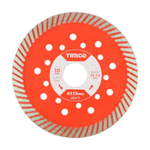 Timco 115mm Addax Multi-Material Premium Diamond Blade Turbo Continuous 115 x 22.2mm MM115222