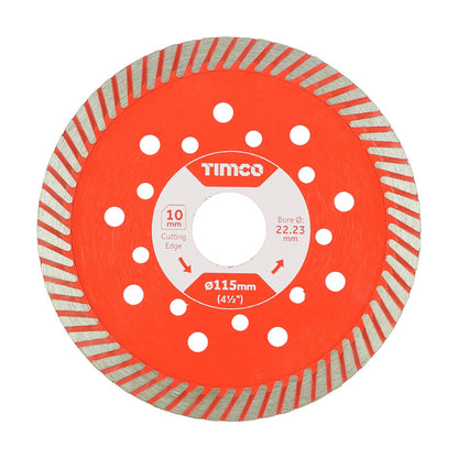Timco 115mm Addax Multi-Material Premium Diamond Blade Turbo Continuous 115 x 22.2mm MM115222