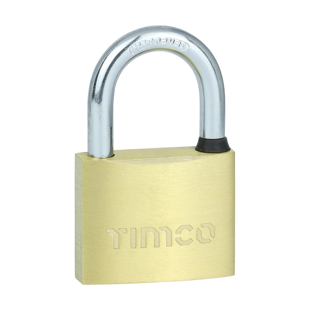 Timco 50mm Brass Padlock Double locking brass cylinder P50
