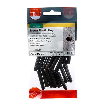 Timco Brown Plastic Plug Concrete & Masonry Lightweight (100/Box) BPLUG