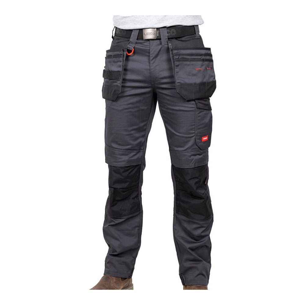 Timco W34 L32 Craftsman Trousers Heavy Duty 4-way Grey/Black CTGBK3432