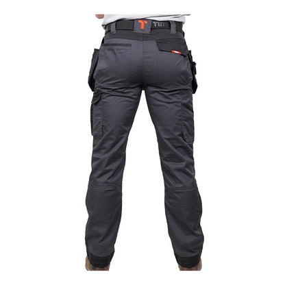 Timco W36 L32 Craftsman Trousers Heavy Duty 4-way Grey/Black CTGBK3632