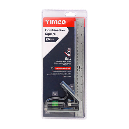 Timco 300mm Combination Square Depth Gauge Stainless Steel Blade 863963