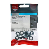 Timco M8 Nylon Nut DIN 982 BZP Type P Zink Plated (10/Tim Pack) 8NPP