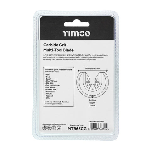 Timco Dia.65mm Multi-Tool Blade - Radial Grit For Tiles MTR65CG