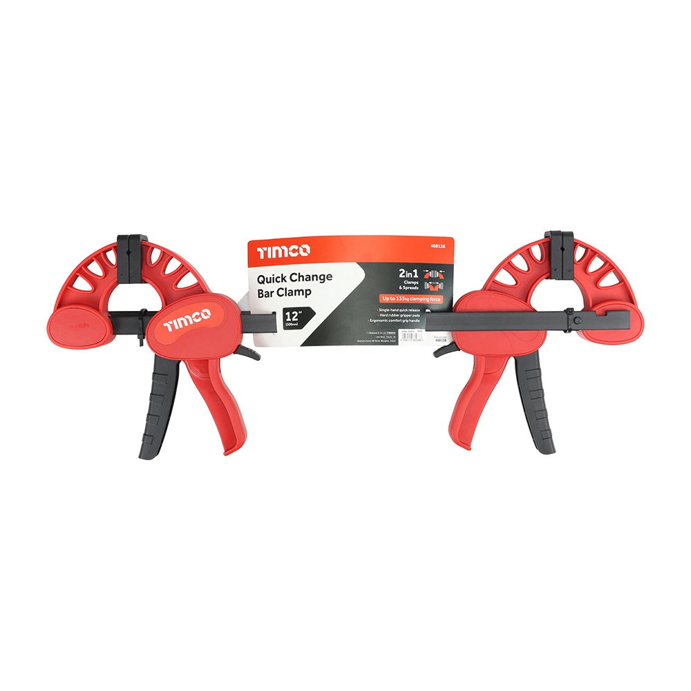 Timco 12" Quick Change Bar Clamp Hard Rubber Gripper Pads 468138