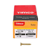 Timco 4.0 x 25mm Solo Chipboard & Woodscrews - PZ - Double Countersunk - Yellow 40025SOLOC