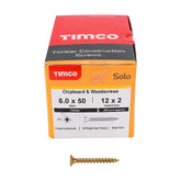 Timco 6.0 x 50mm Solo Chipboard & Woodscrews - PZ - Double Countersunk - Yellow 60050SOLOC