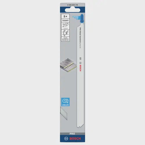 Bosch 2608655115 PRO Metal Sandwich T1018AFP Jigsaw Blade, 250 mm, 5 pcs