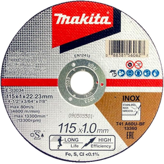Makita E-03034 Cut-off wheel 115 x 22,23 x 1,0mm stainless steel