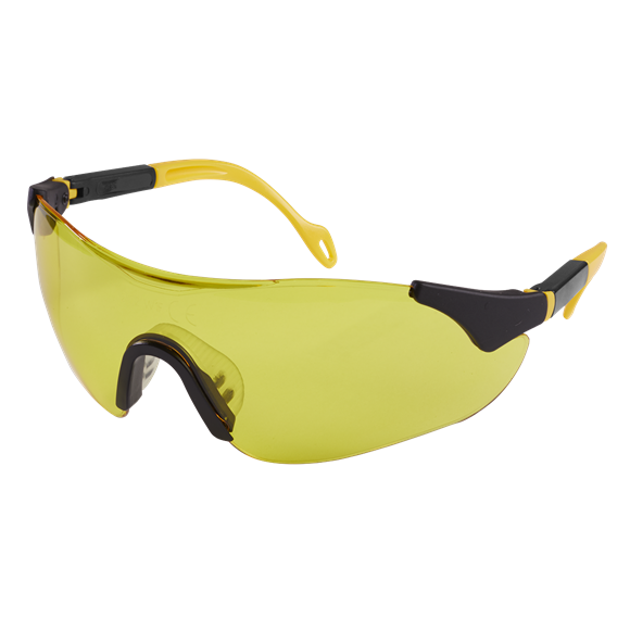 Sealey Worksafe® Sports Style High-Vision Safety Glasses with Adjustable Arms Yellow 9212
