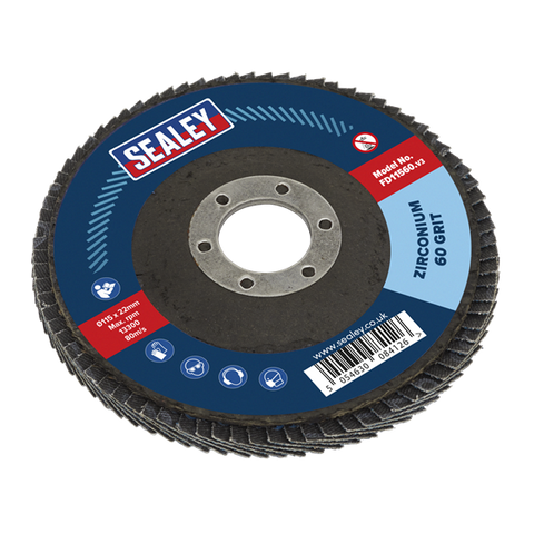 Sealey 15mm Zirconium Flap Disc 60Grit 22mm Bore FD11560