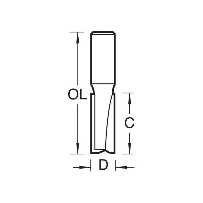 Trend 1/2" Two Flute 12mm dia x 63mm cut 3/75X1/2TC