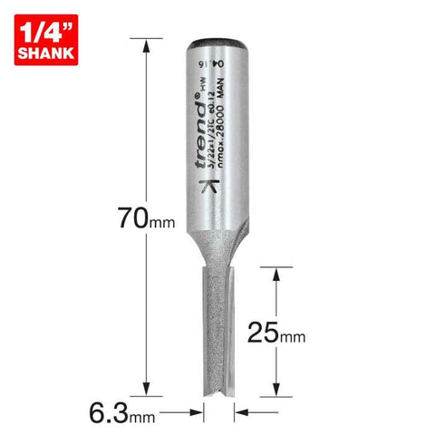 Trend 1/2" Two Flute Cutter 6.3 mm 3/22X1/2TC
