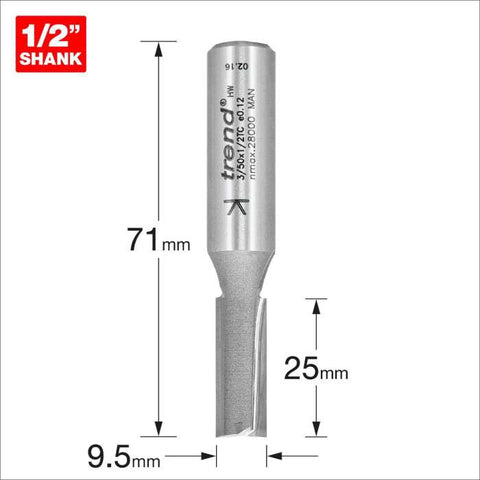 Trend 1/2" Two Flute Cutter 9.5mm 3/50X1/2TC