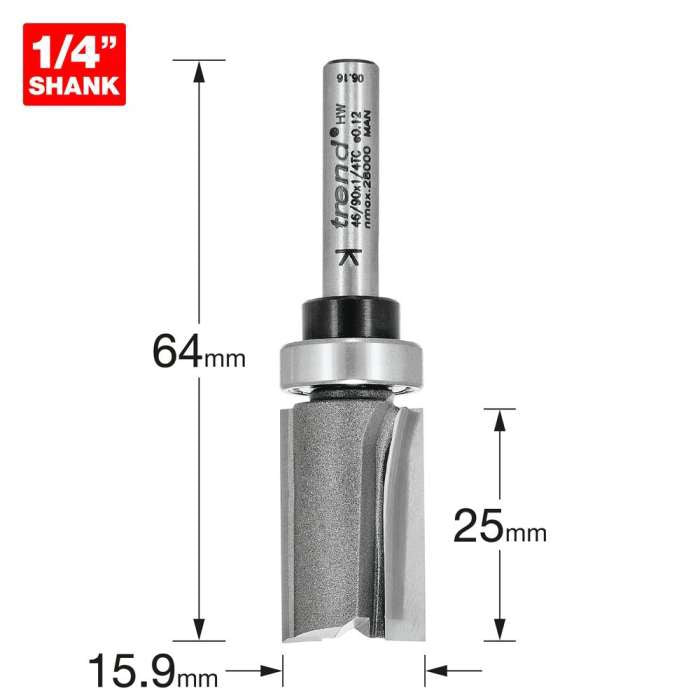 Trend 1/4" Guided Profiler 16mm x 25mm 46/90X1/4TC