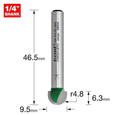 Trend 1/4" Radius Cutter 4.8mm C053X1/4TC