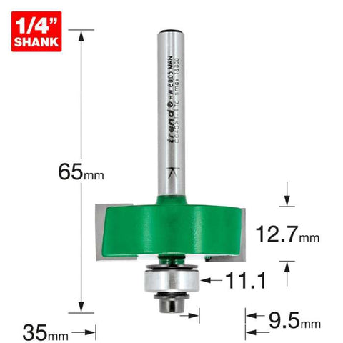 Trend 1/4" 35mm Dia. x 12.7mm Cut Self Guided Rebater C040X1/4TC