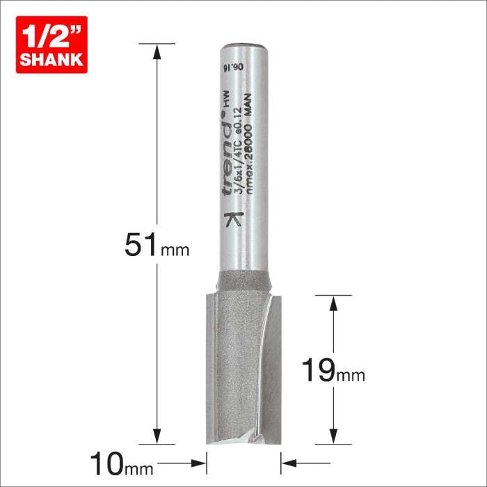 Trend 1/4" Two Flute Cutter 10mm 3/6X1/4TC