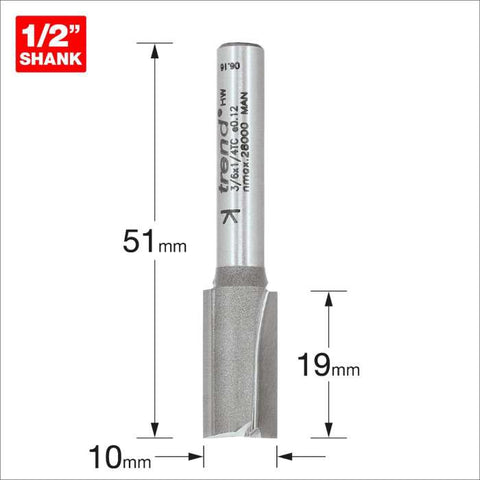 Trend 1/4" Two Flute Cutter 10mm 3/6X1/4TC