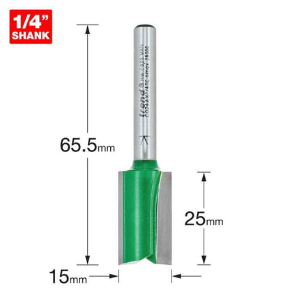 Trend 1/4" Two Flute Straight Cutter 15.0mm Dia. x 25mm Cut C024AX1/4TC