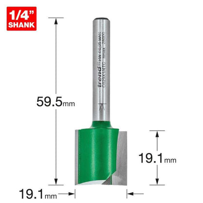 Trend 1/4" Two Flute Straight Cutter 19.1mm Dia. x 19.1mm Cut C029X1/4TC