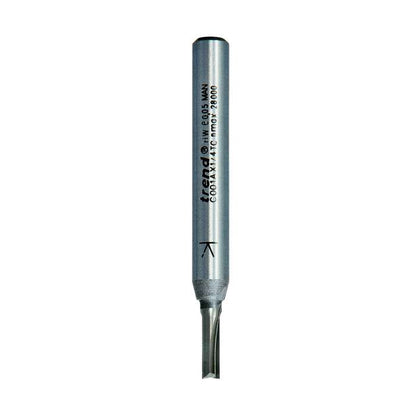 Trend 1/4" Two Flute Straight Cutter 3mm Dia. x 9.5mm Cut C001AX1/4TC