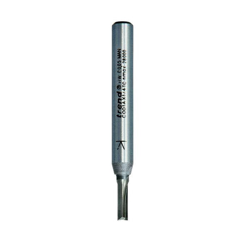 Trend 1/4" Two Flute Straight Cutter 3mm Dia. x 9.5mm Cut C001AX1/4TC