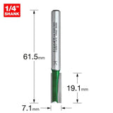 Trend 1/4" Two Flute Straight Cutter 7.1mm Dia. x 19.1mm Cut C009X1/4TC