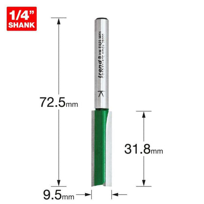 Trend 1/4" Two Flute Straight Cutter 9.5mm Dia. x 31.8mm Cut C015X1/4TC
