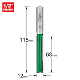 Trend 12mm Dia. x 63mm Two Flute Straight Cutter for use with Trend Lock Jigs C172X1/2TC