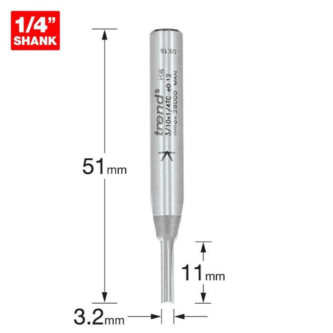 TREND 3/10X1/2TC TWO FLUTE CUTTER - 3.2MM DIAMETER