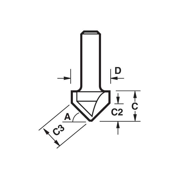 Trend 60 Degrees, 12.7mm Dia. Chamfer V Groove Cutter C043X1/4TC