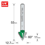 Trend 60 Degrees, 12.7mm Dia. Chamfer V Groove Cutter C043X1/4TC